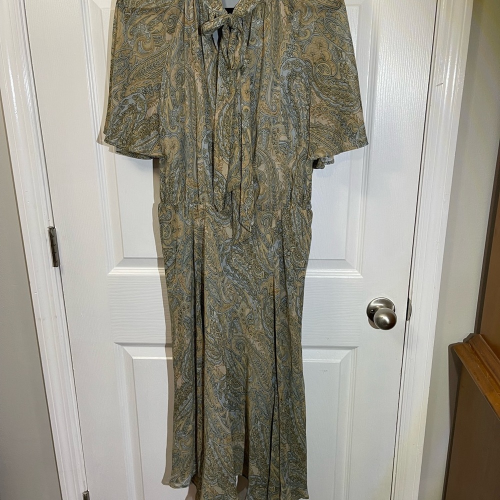 Lauren Ralph Lauren Women's Paisley Georgette Tie-Neck Dress~ NWT! - Picture 9 of 14